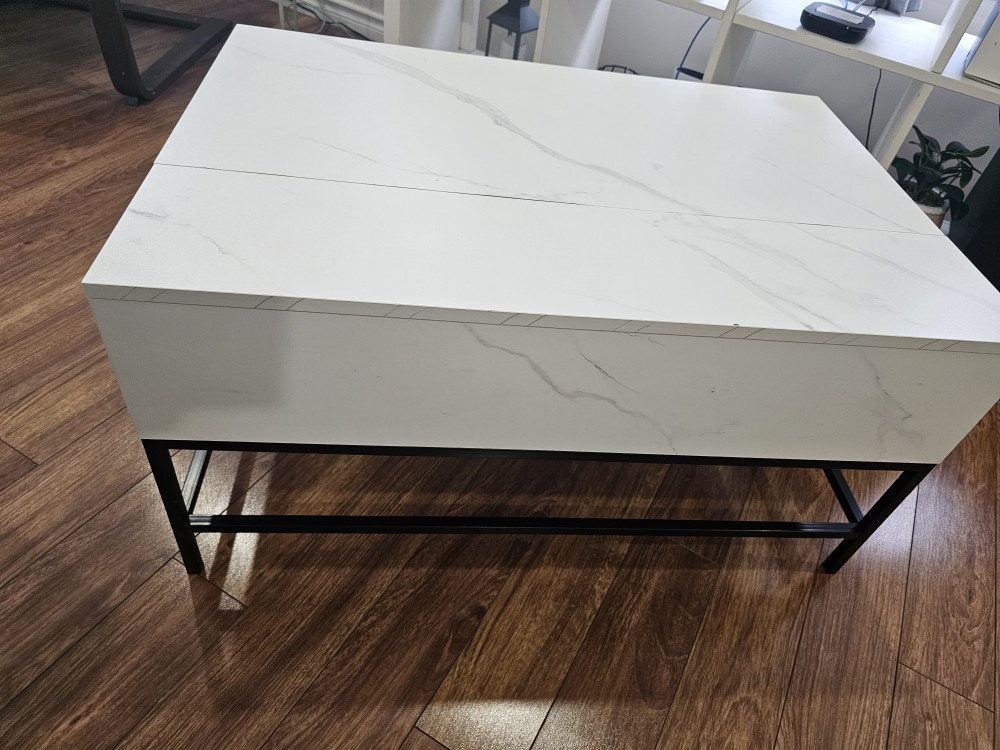 Lift-Top Coffee Table - White Marble - photo 2