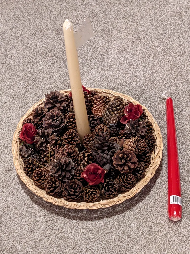 Christmas pine cone candle centerpiece thumbnail