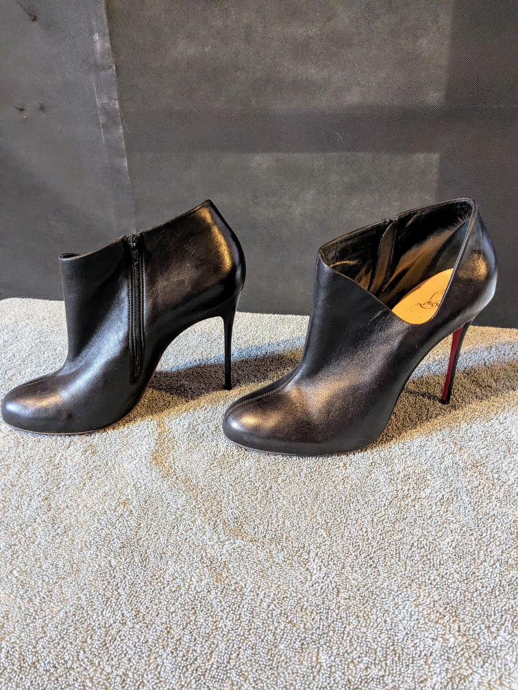 Christian Louboutin Black Leather Ankle Boots