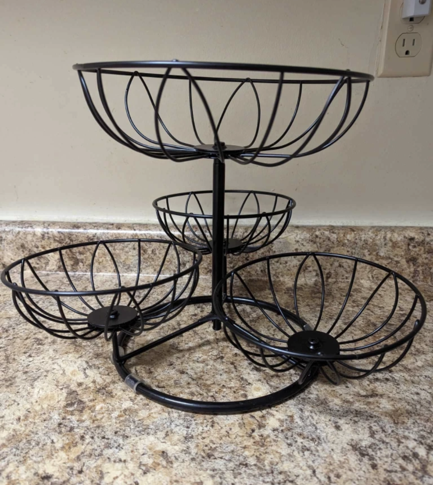 Four-Tiered Black Wire Fruit Bowl