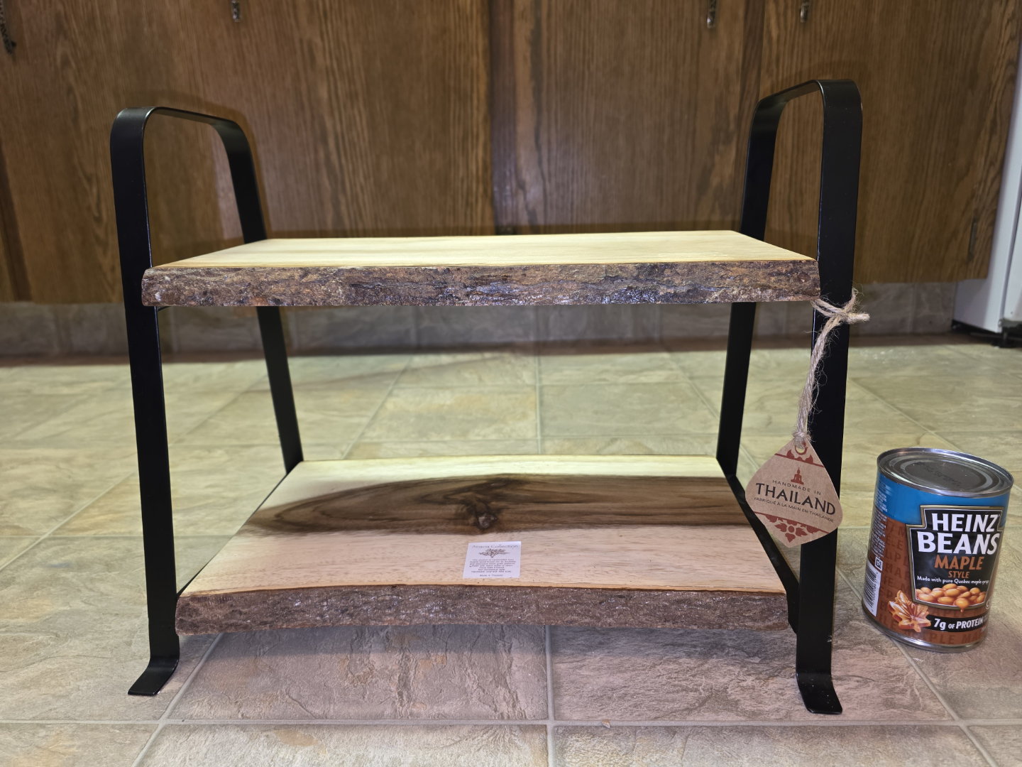 Two-Tiered Wood Stand Metal Frame