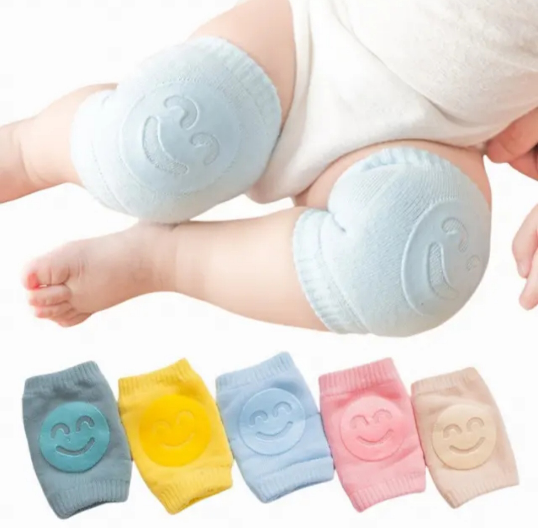 Baby Knee Pads - Soft Knitted with Smiley Face Design