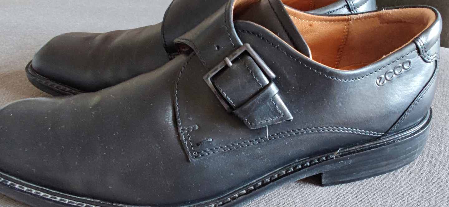 Men's ECCO Black Leather Monk Strap Shoes