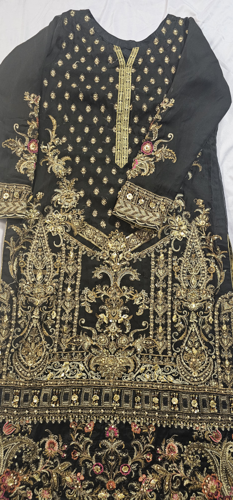 Charizma Black and Gold Embroidered 3-Piece Suit - Medium - photo 3