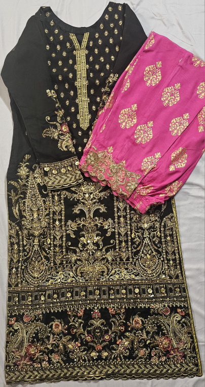 Charizma Black and Gold Embroidered 3-Piece Suit - Medium - photo 5