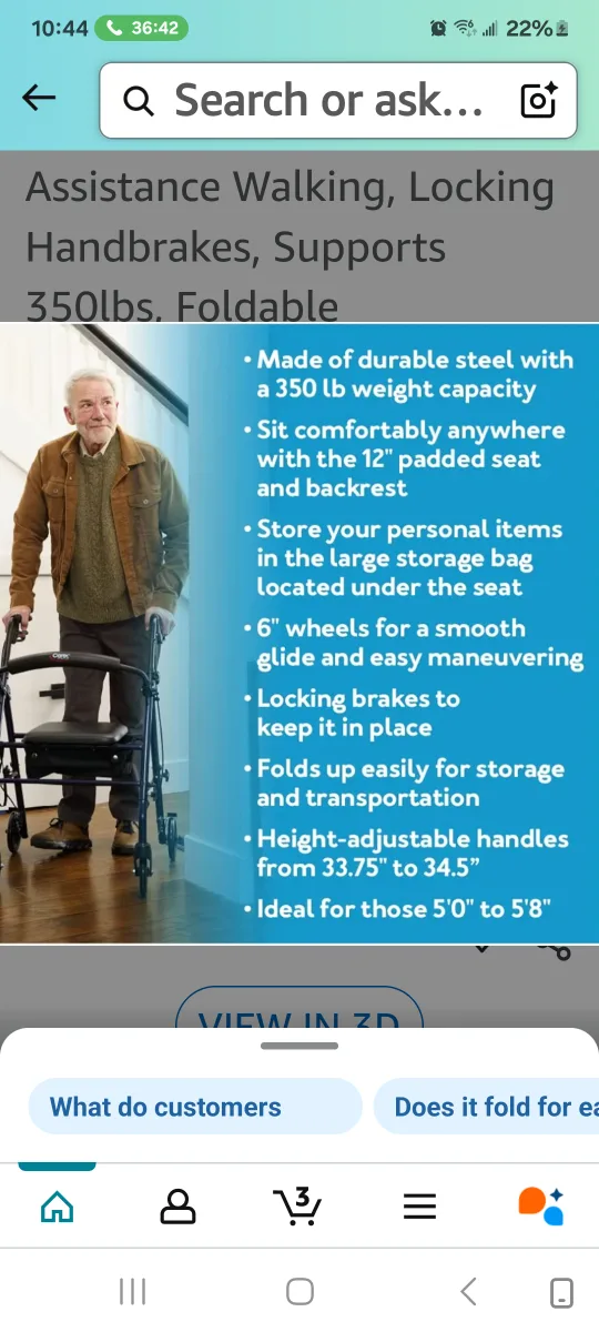 Navy blue Step N' Rest Rolling Walker - Blue, 250lb Support image indicator(3)