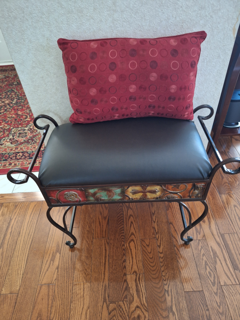 Wrought iron Bench with faux leather Cushion - photo 2