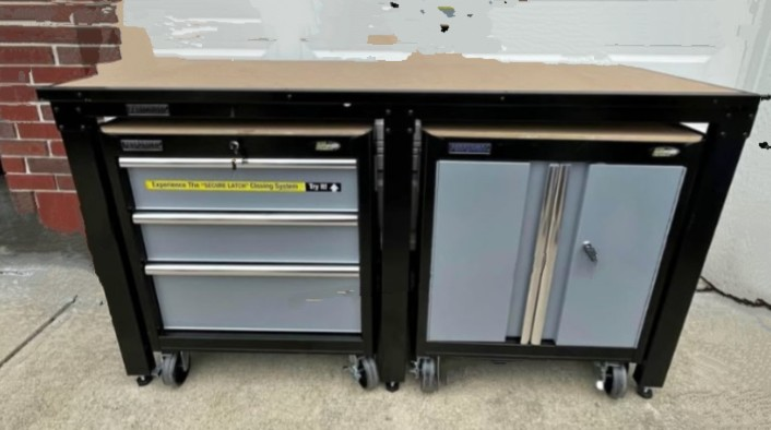 Rolling Workbench with Drawers and Cabinets