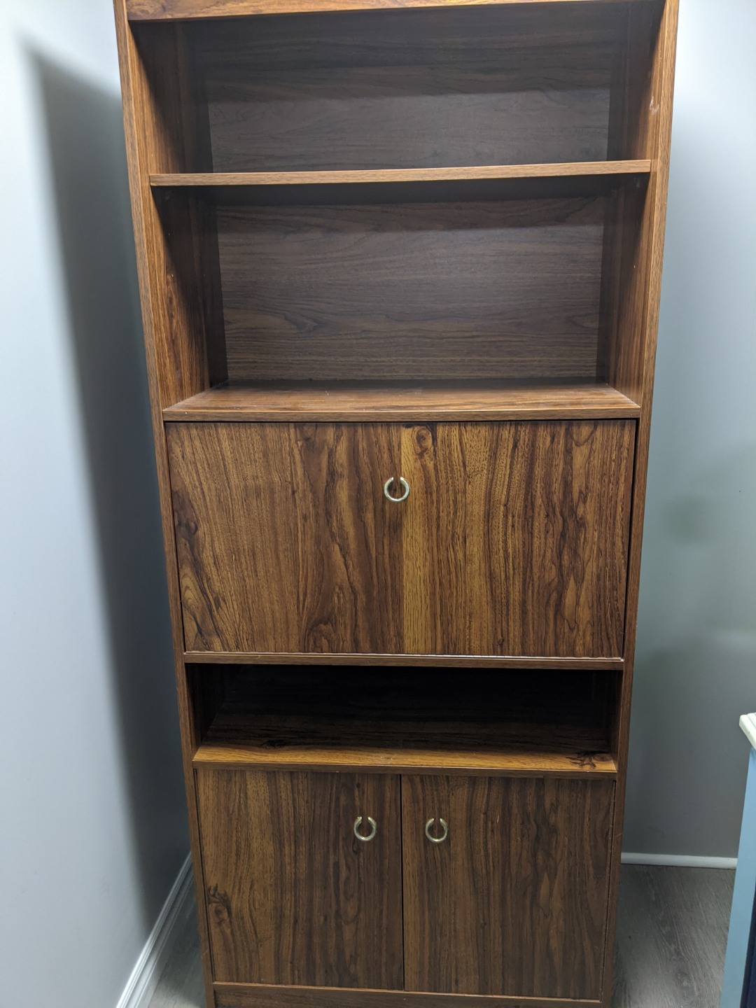 Dark Wood Cabinet with Shelves