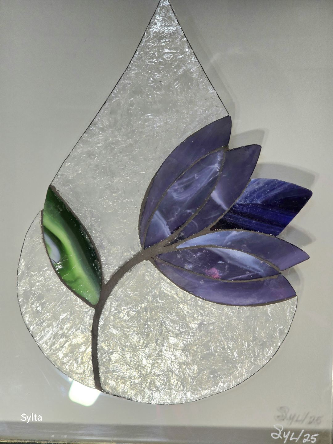 Framed Stained Glass Flower Artwork - photo 2