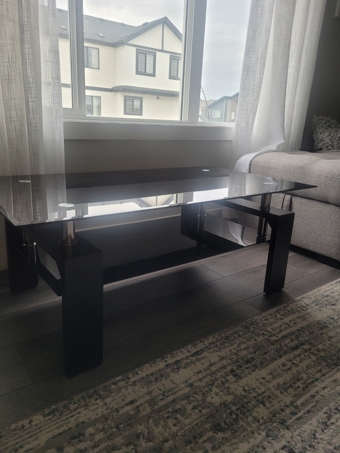 Modern Black Glass Coffee Table - photo 2
