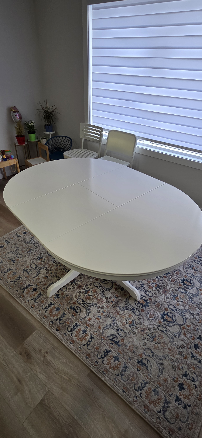 White Oval Extending Dining Table - photo 3