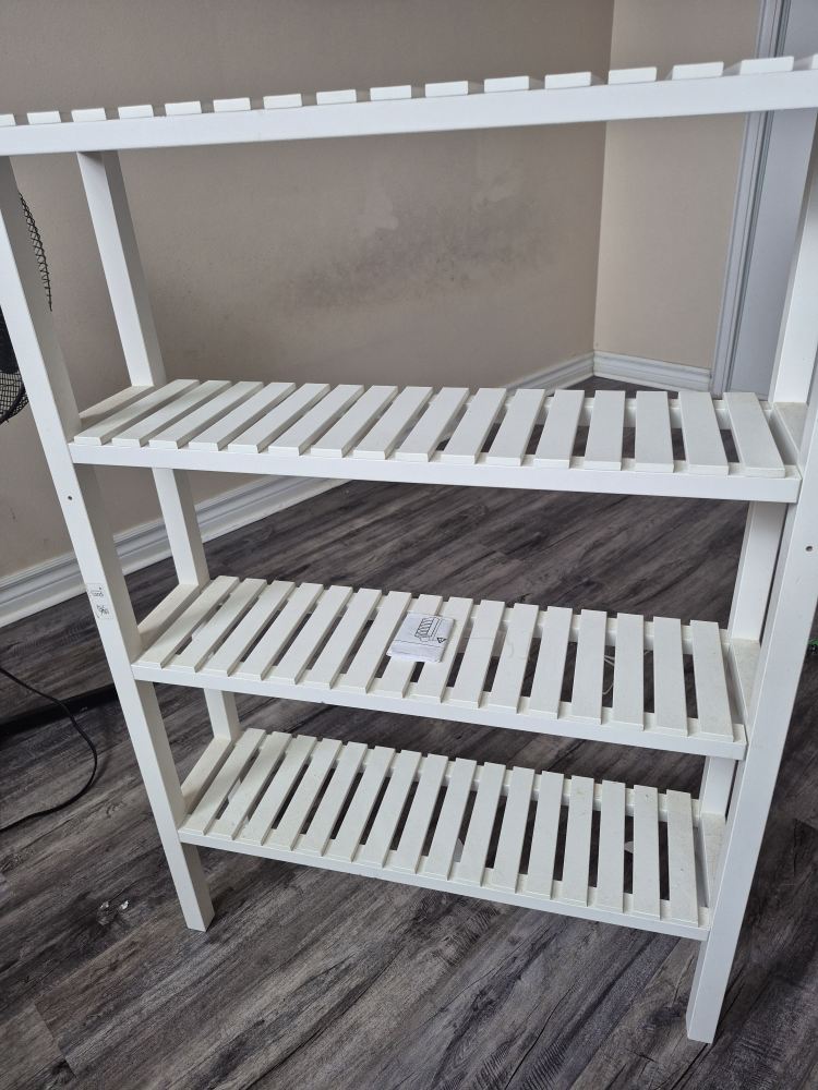White Wooden 4-Shelf Shelving Unit