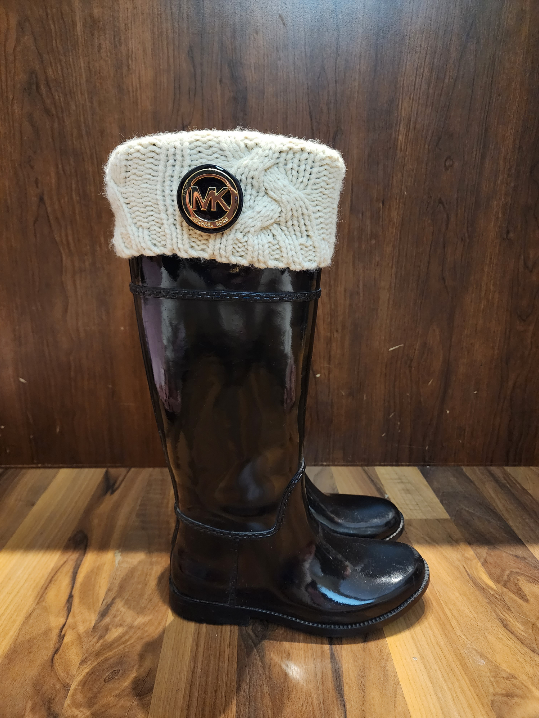 Michael Kors Black Rain Boots with Knit Cuffs - photo 3