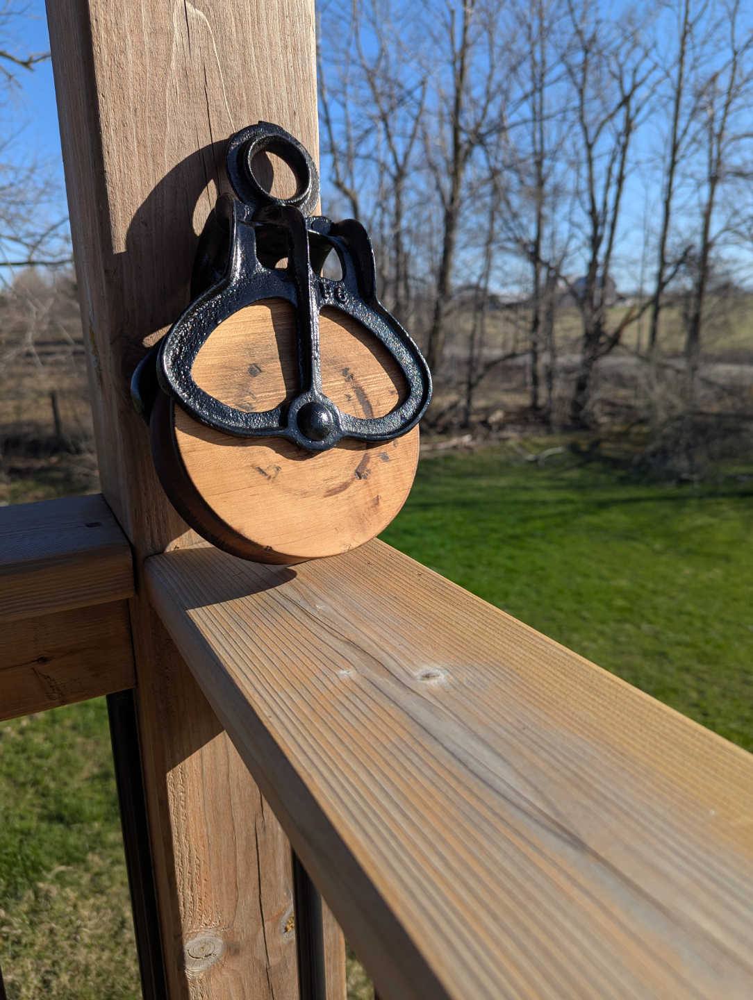 Antique Wooden Pulley Wheel