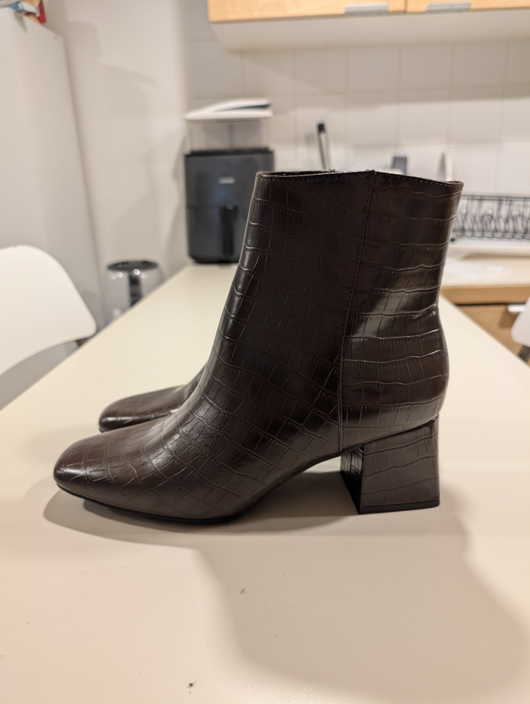 Old Navy Brown Faux Crocodile Block Heel Boots - photo 2