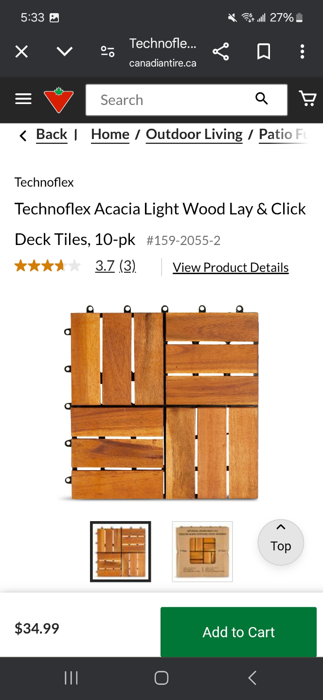 Technoflex Acacia Light Wood Lay & Click Deck Tiles (10-pack) - photo 2