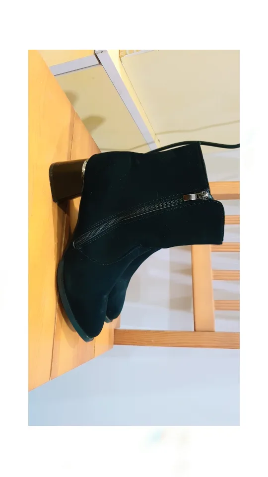 Black Suede Ankle Boots with Block Heel image indicator(2)