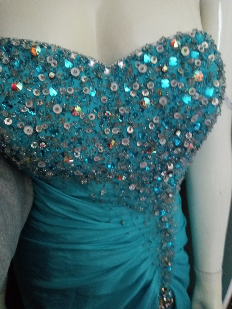 Stunning Teal Sequin Strapless Dress