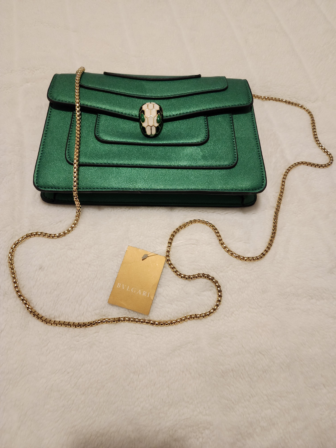 BVLGARI Serpenti Inspired Design Green Crossbody Bag
