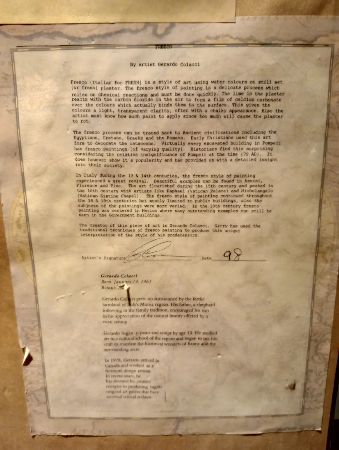 Rare Fresco Artwork by Gerardo Colacci image indicator(5)