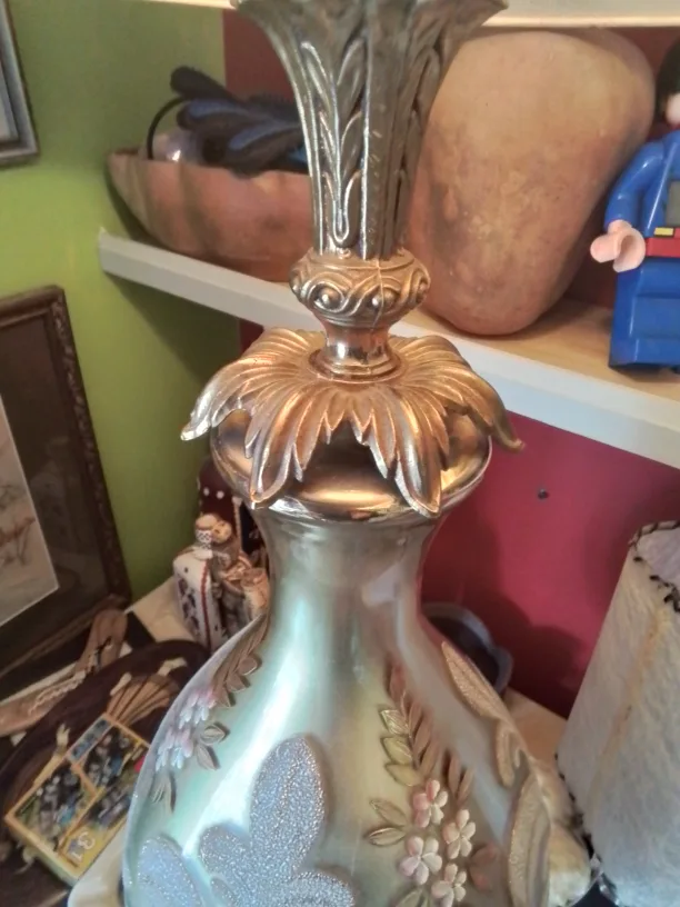 Beautiful Vintage Bohemian glass lamp with marble base image indicator(2)