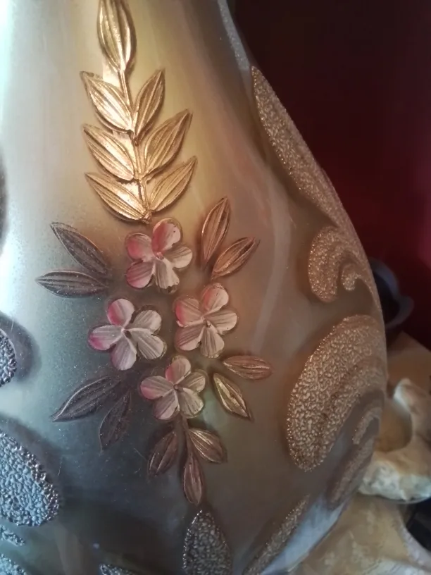 Beautiful Vintage Bohemian glass lamp with marble base image indicator(6)