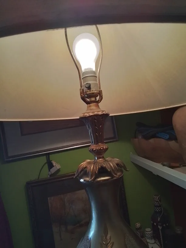 Beautiful Vintage Bohemian glass lamp with marble base image indicator(7)