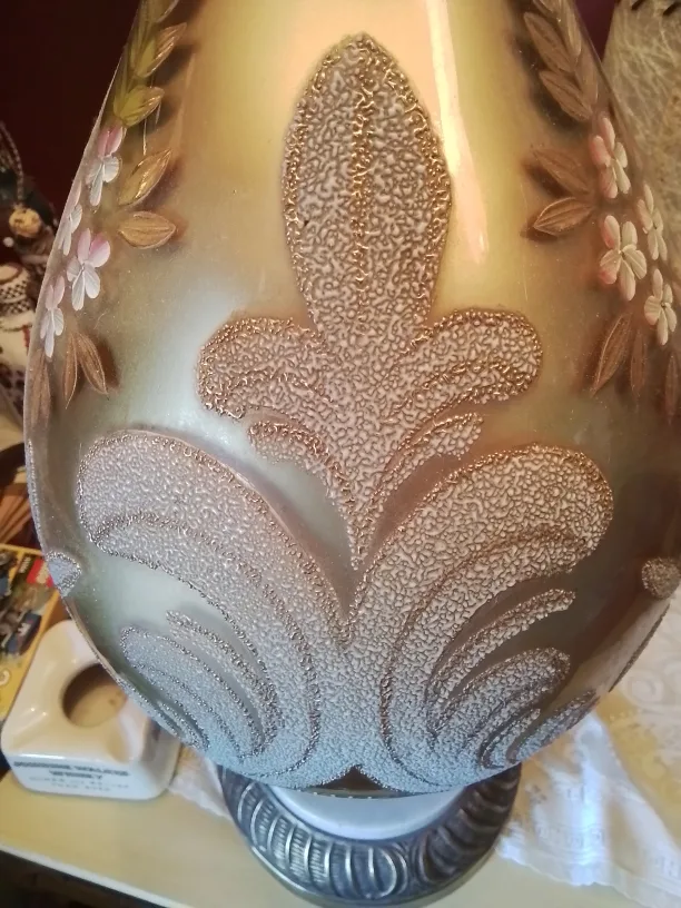 Beautiful Vintage Bohemian glass lamp with marble base image indicator(8)