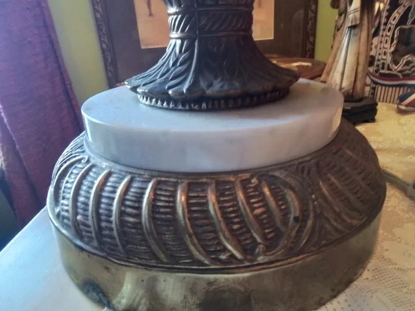 Beautiful Vintage Bohemian glass lamp with marble base image indicator(10)