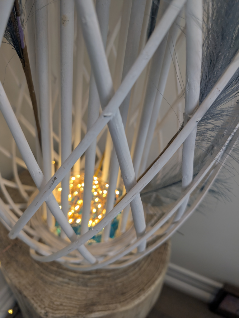 White Wicker Lantern with Lights - photo 2