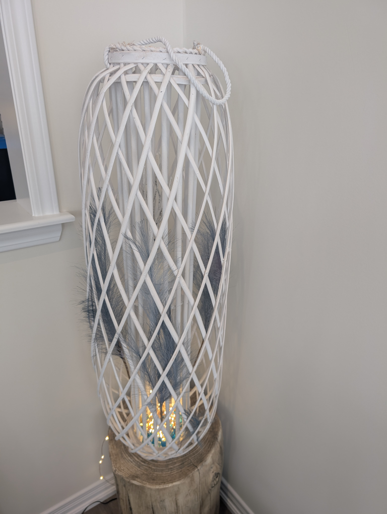 White Wicker Lantern with Lights - photo 5