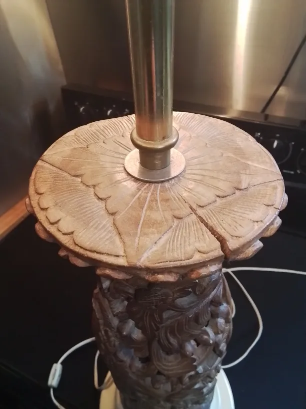 Vintage Balinese Hand Carved Lamp image indicator(3)