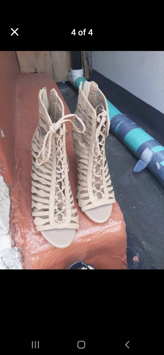 Sam Edelman Women's Beige Lace-Up Heels Size 7 thumbnail