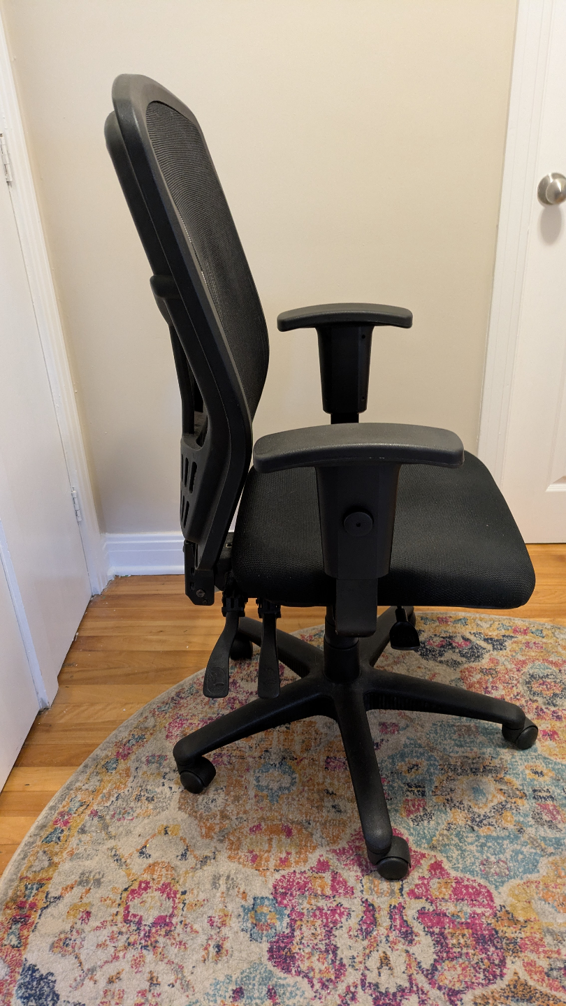 Black Mesh Office Chair with Adjustable Arms - photo 2