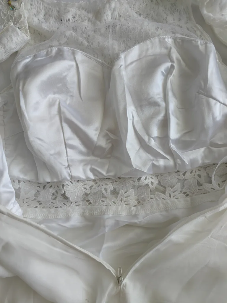 White Lace Dress with Rhinestones image indicator(8)