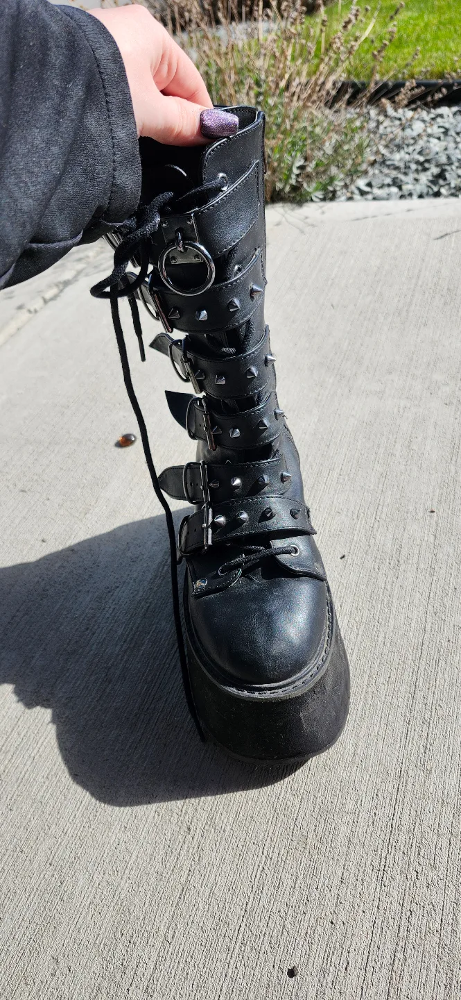 Demonia Black Vegan Leather Platform Boots image indicator(6)