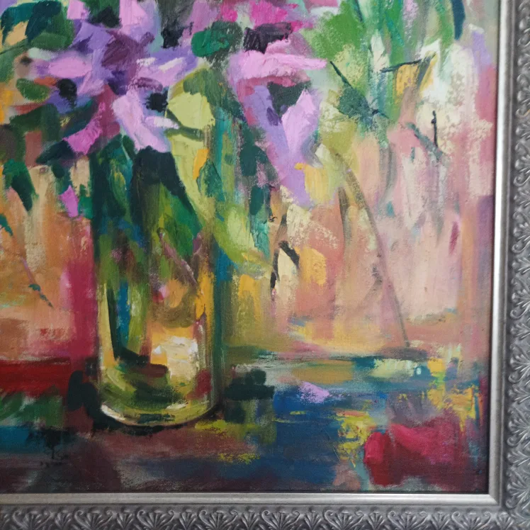 Vibrant Floral Oil Painting in Ornate Frame image indicator(3)