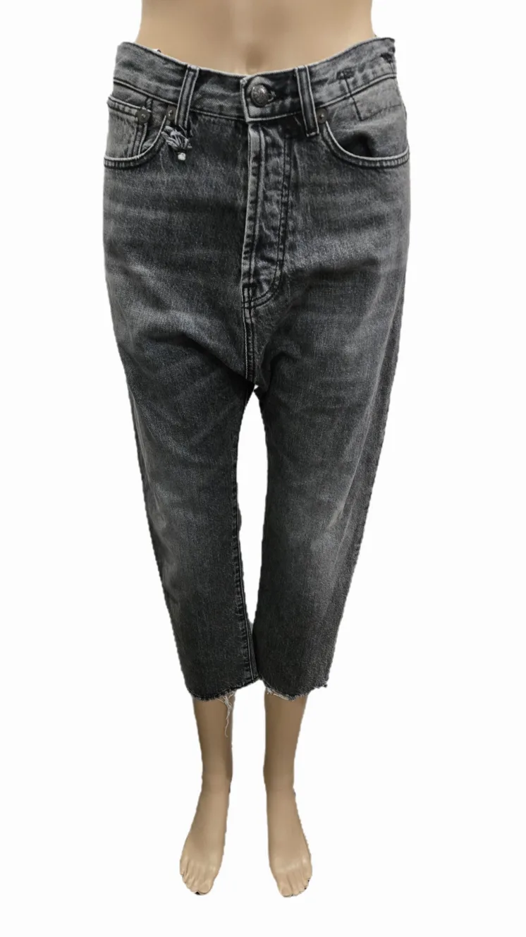 Women's R13 Cropped Black Tailored Drop Jeans Size 23-24 image indicator(5)