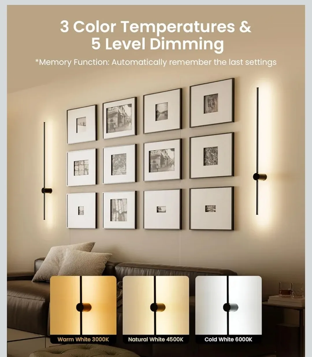 Pair of Rechargeable Modern LED Wall Lamps with Remote/: ✨ ✨ image indicator(6)