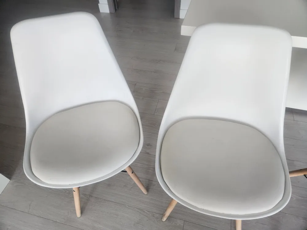 Eiffel stylish Dinning Chairs with Cushion - White/ Natural image indicator(6)