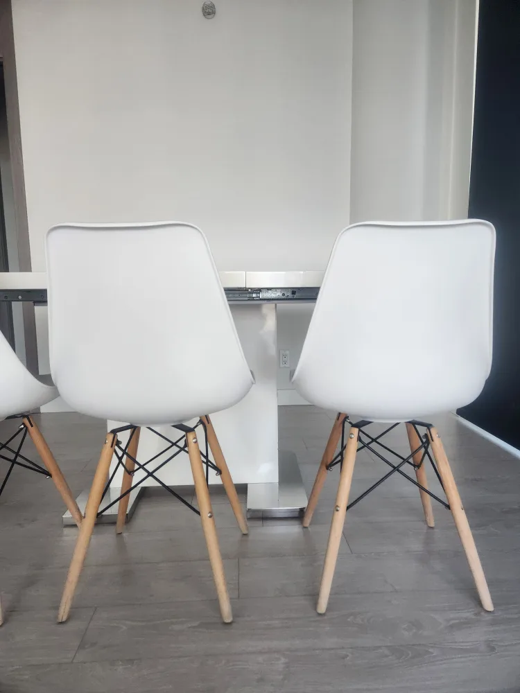 Eiffel stylish Dinning Chairs with Cushion - White/ Natural image indicator(9)