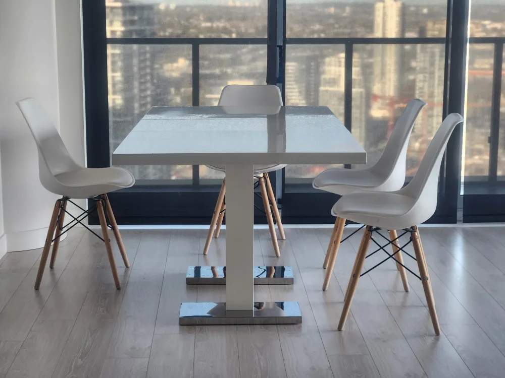 Eiffel stylish Dinning Chairs with Cushion - White/ Natural image indicator(10)