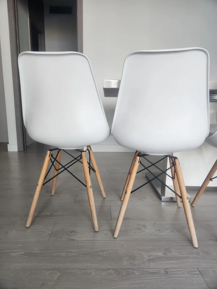 Eiffel stylish Dinning Chairs with Cushion - White/ Natural image indicator(8)