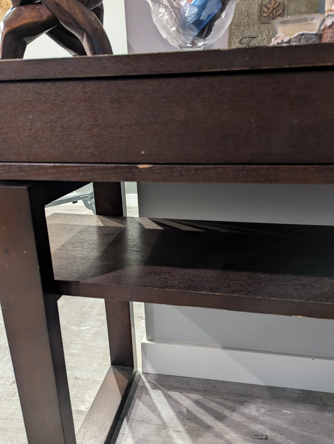 Dark Brown Console Table with Shelf and Two Drawers - photo 3