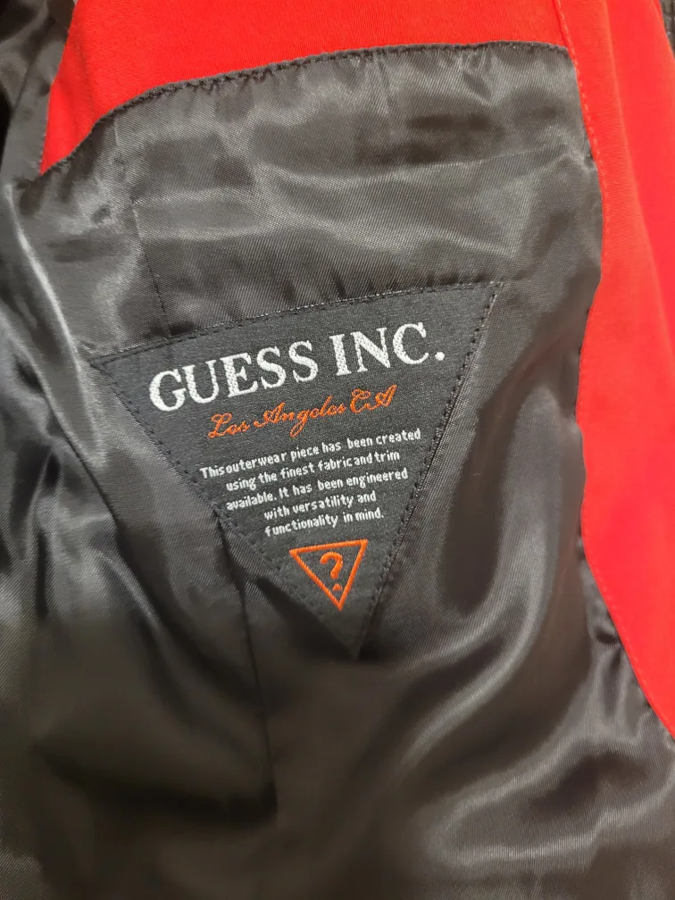 Women's Red Guess Puffer Jacket Size L/8 image indicator(5)