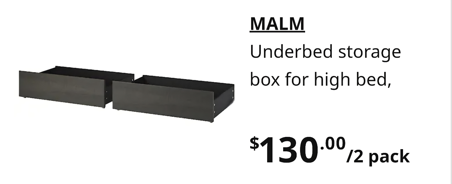 Set of 2 -IKEA MALM Underbed Storage Boxes -Double/Full/Twin bed - photo 3