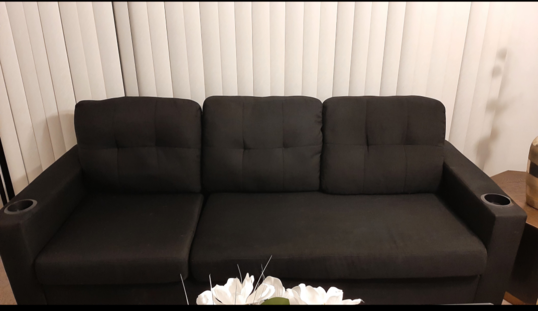 Black L-Shaped Sectional Sofa with Ottoman💚 - photo 5