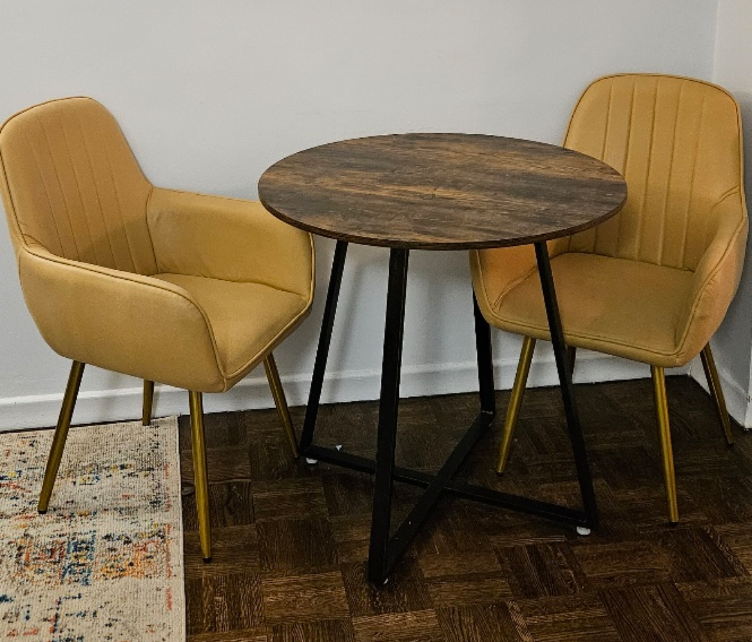 Mustard Yellow Armchairs and Round Table Set
