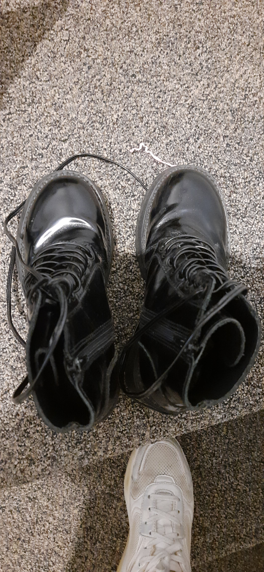 Black Patent Leather Lace-Up Platform Boots - photo 2